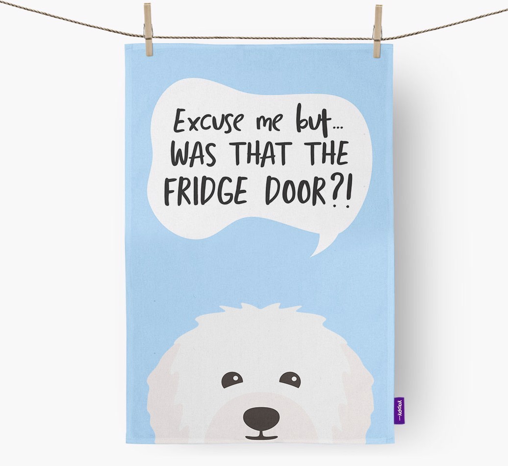 '...Was That The Fridge Door?!' - Personalised {breedFullName} Tea Towel