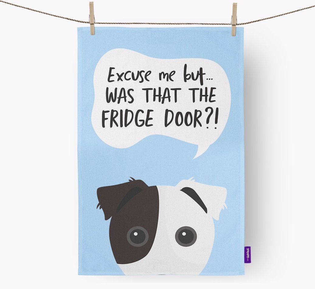 '...Was That The Fridge Door?!' - Personalised {breedFullName} Tea Towel