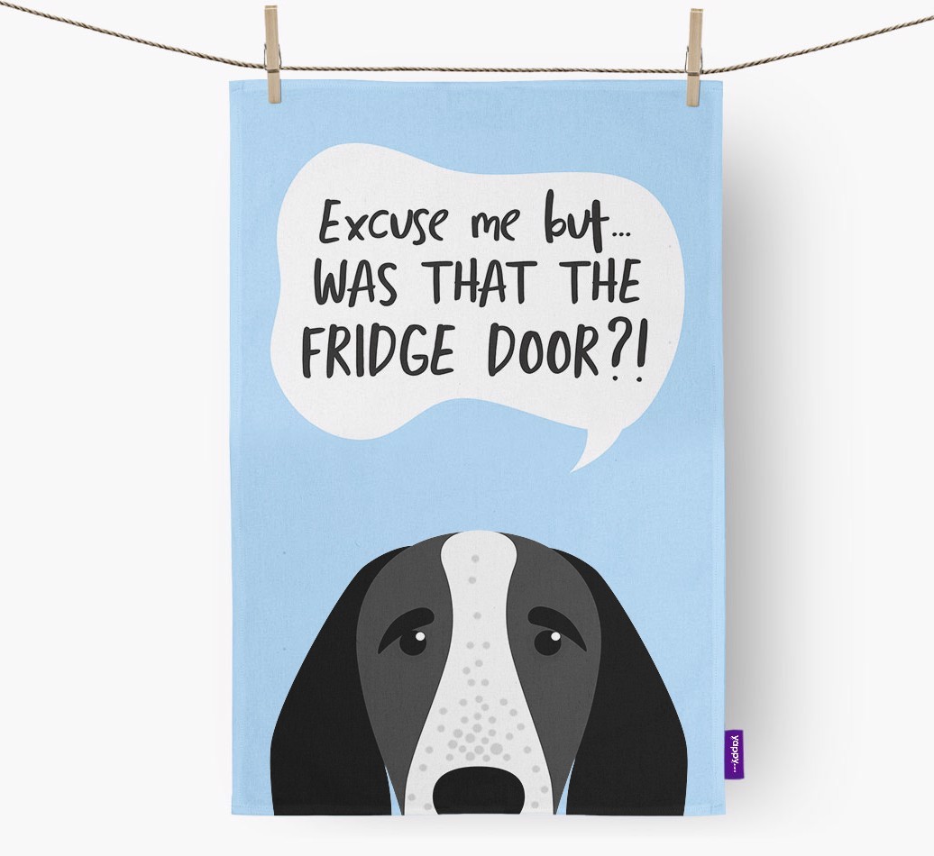 '...Was That The Fridge Door?!' - Personalised {breedFullName} Tea Towel