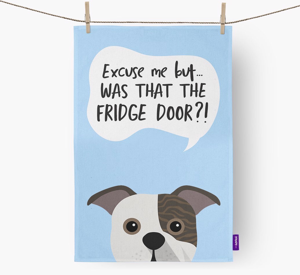 '...Was That The Fridge Door?!' - Personalised {breedFullName} Tea Towel