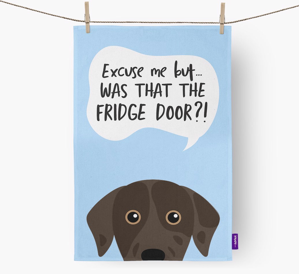 '...Was That The Fridge Door?!' - Personalised {breedFullName} Tea Towel