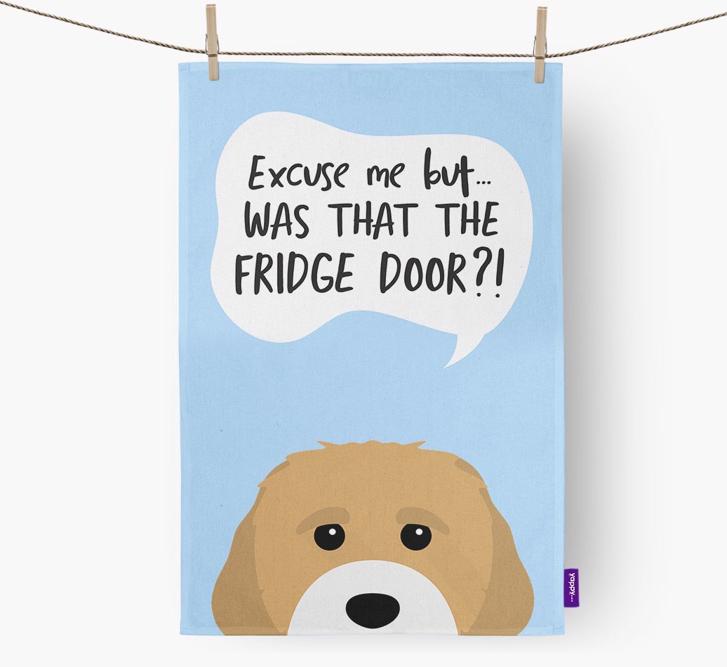 '...Was That The Fridge Door?!' - Personalised {breedFullName} Tea Towel