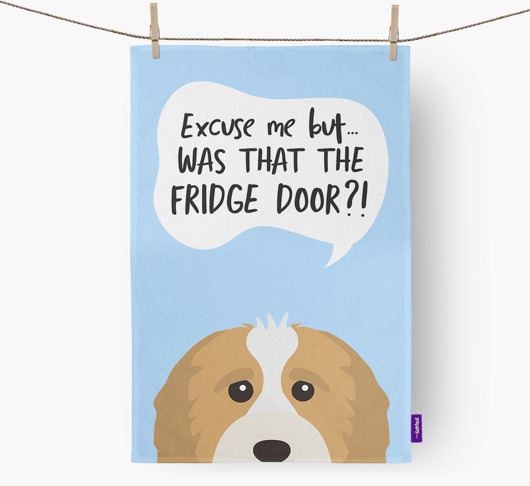 '...Was That The Fridge Door?!' - Personalised {breedFullName} Tea Towel