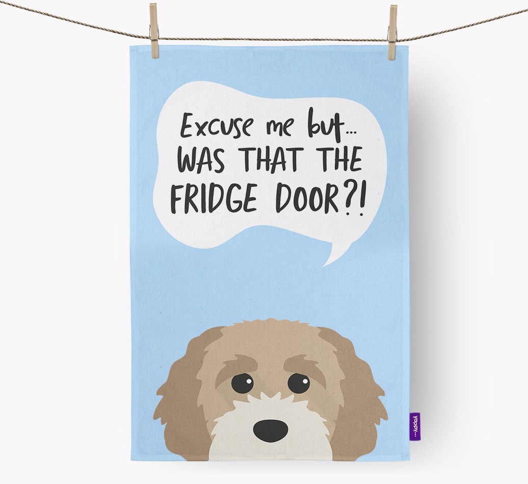 '...Was That The Fridge Door?!' - Personalised {breedFullName} Tea Towel