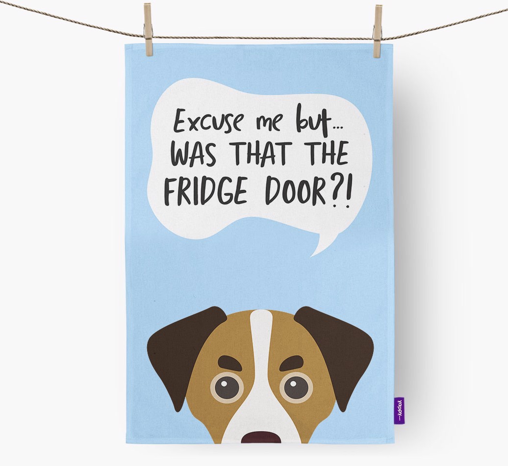 '...Was That The Fridge Door?!' - Personalised {breedFullName} Tea Towel