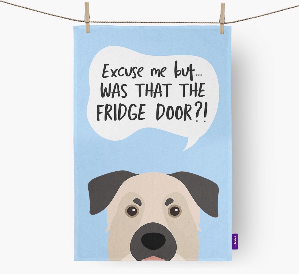 '...Was That The Fridge Door?!' - Personalised {breedFullName} Tea Towel