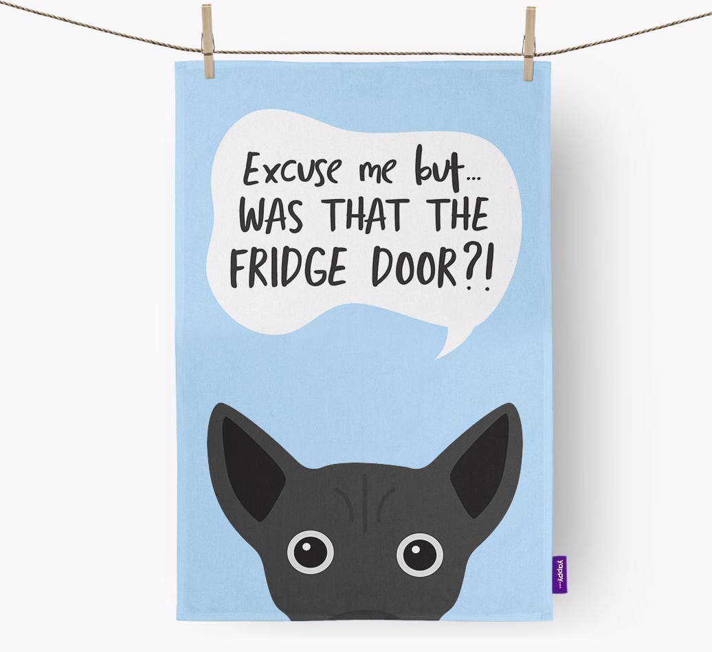 '...Was That The Fridge Door?!' - Personalised {breedFullName} Tea Towel