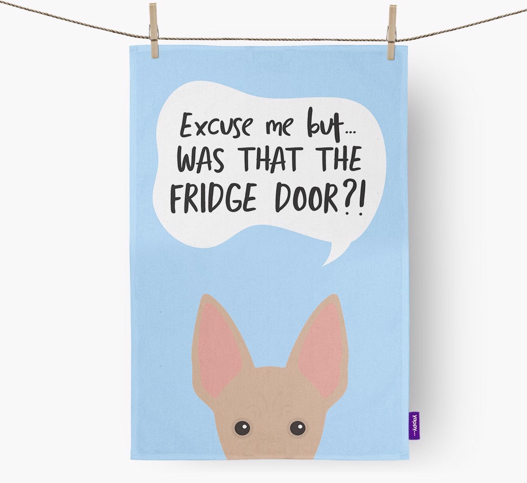 '...Was That The Fridge Door?!' - Personalised {breedFullName} Tea Towel