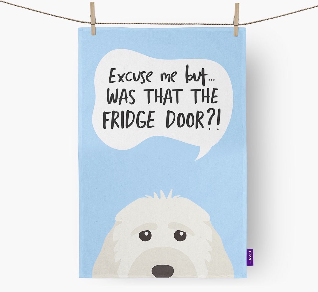 '...Was That The Fridge Door?!' - Personalised {breedFullName} Tea Towel