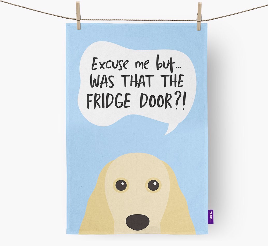 '...Was That The Fridge Door?!' - Personalised {breedFullName} Tea Towel