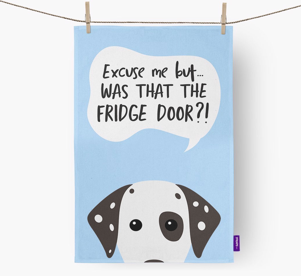 '...Was That The Fridge Door?!' - Personalised {breedFullName} Tea Towel