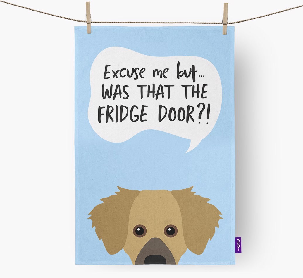 '...Was That The Fridge Door?!' - Personalised {breedFullName} Tea Towel