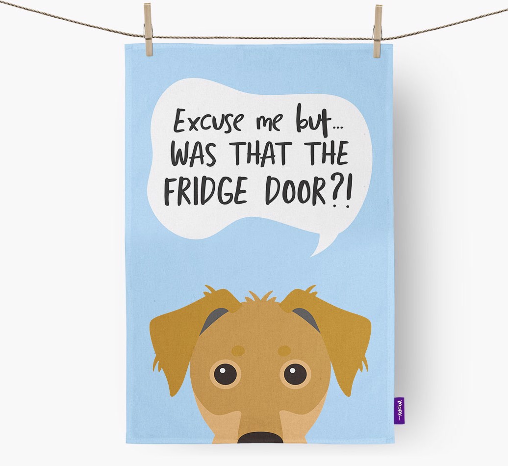 '...Was That The Fridge Door?!' - Personalised {breedFullName} Tea Towel