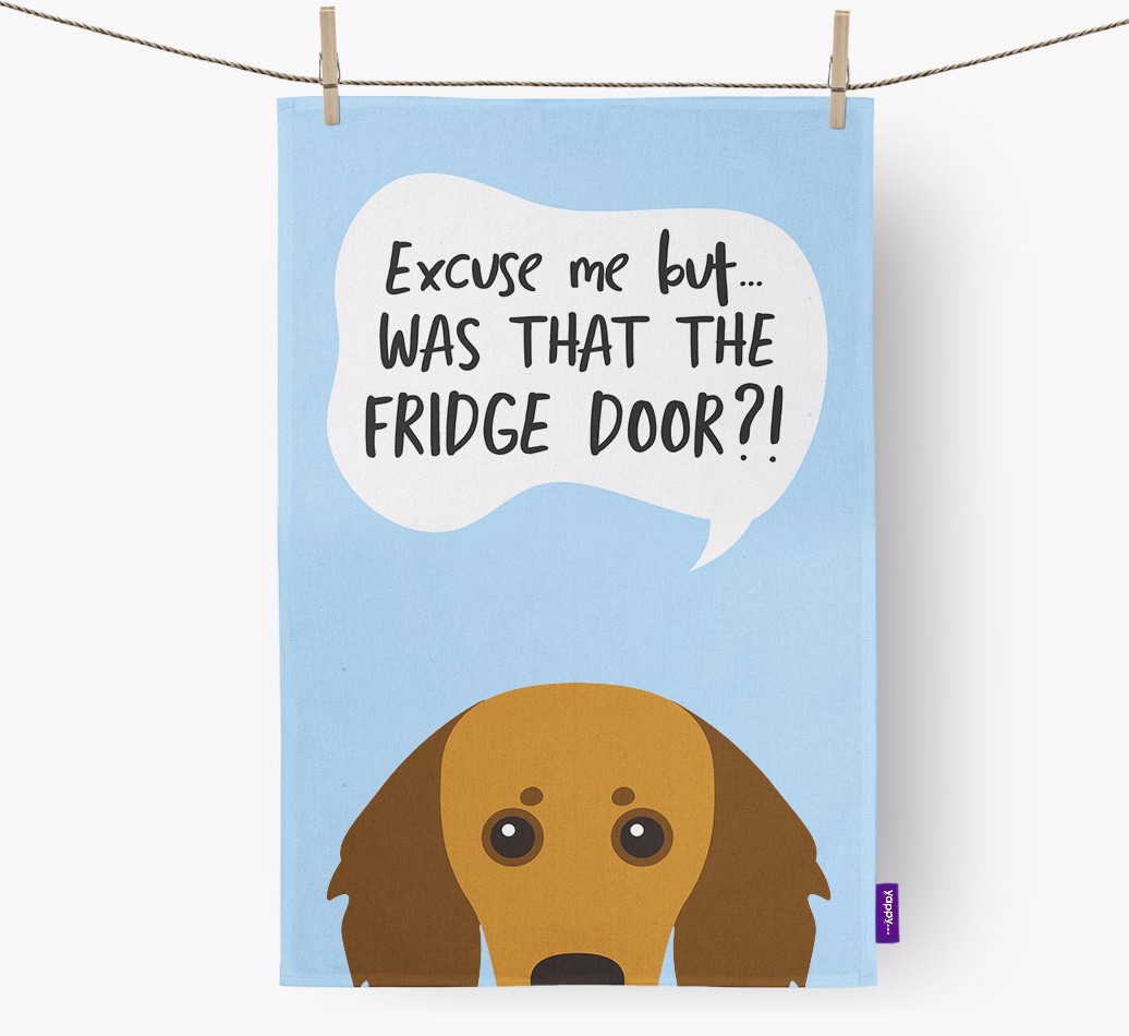 '...Was That The Fridge Door?!' - Personalised {breedFullName} Tea Towel