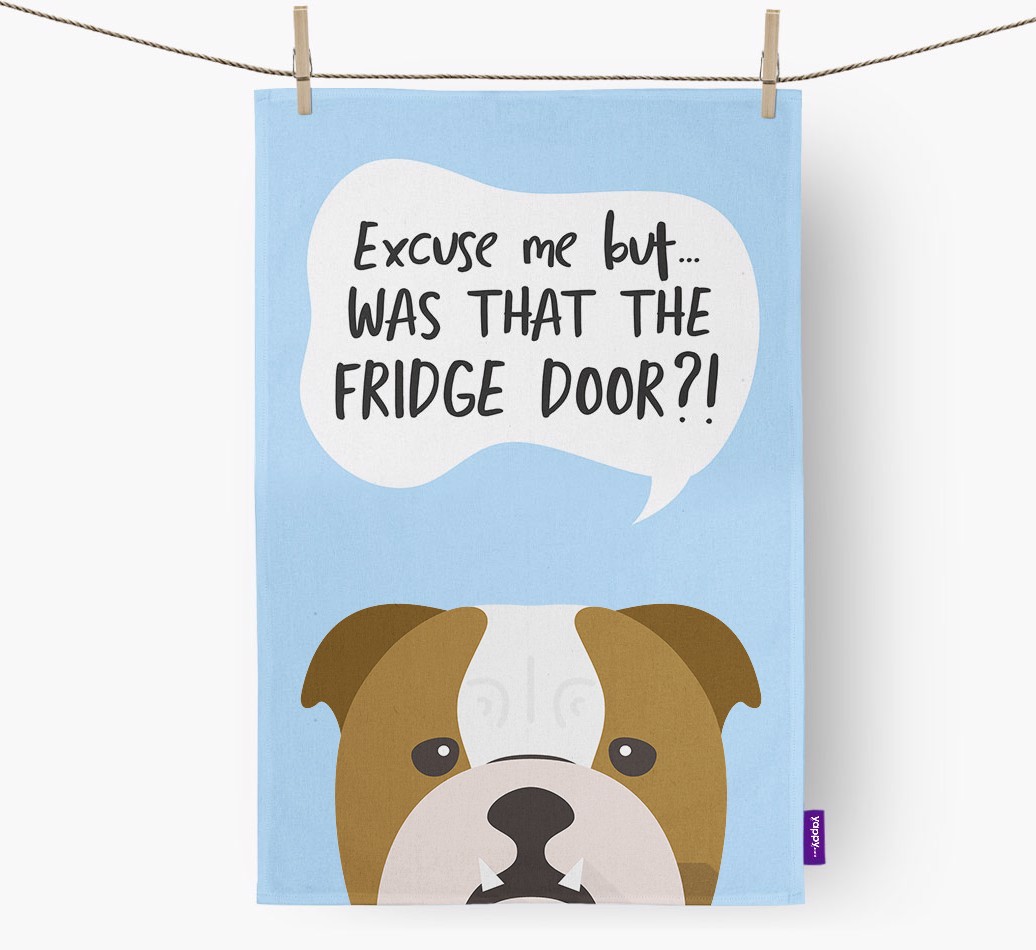 '...Was That The Fridge Door?!' - Personalised {breedFullName} Tea Towel