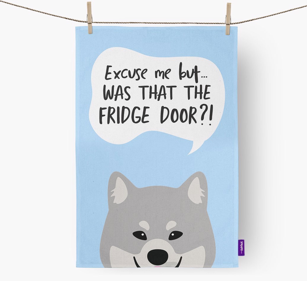 '...Was That The Fridge Door?!' - Personalised {breedFullName} Tea Towel