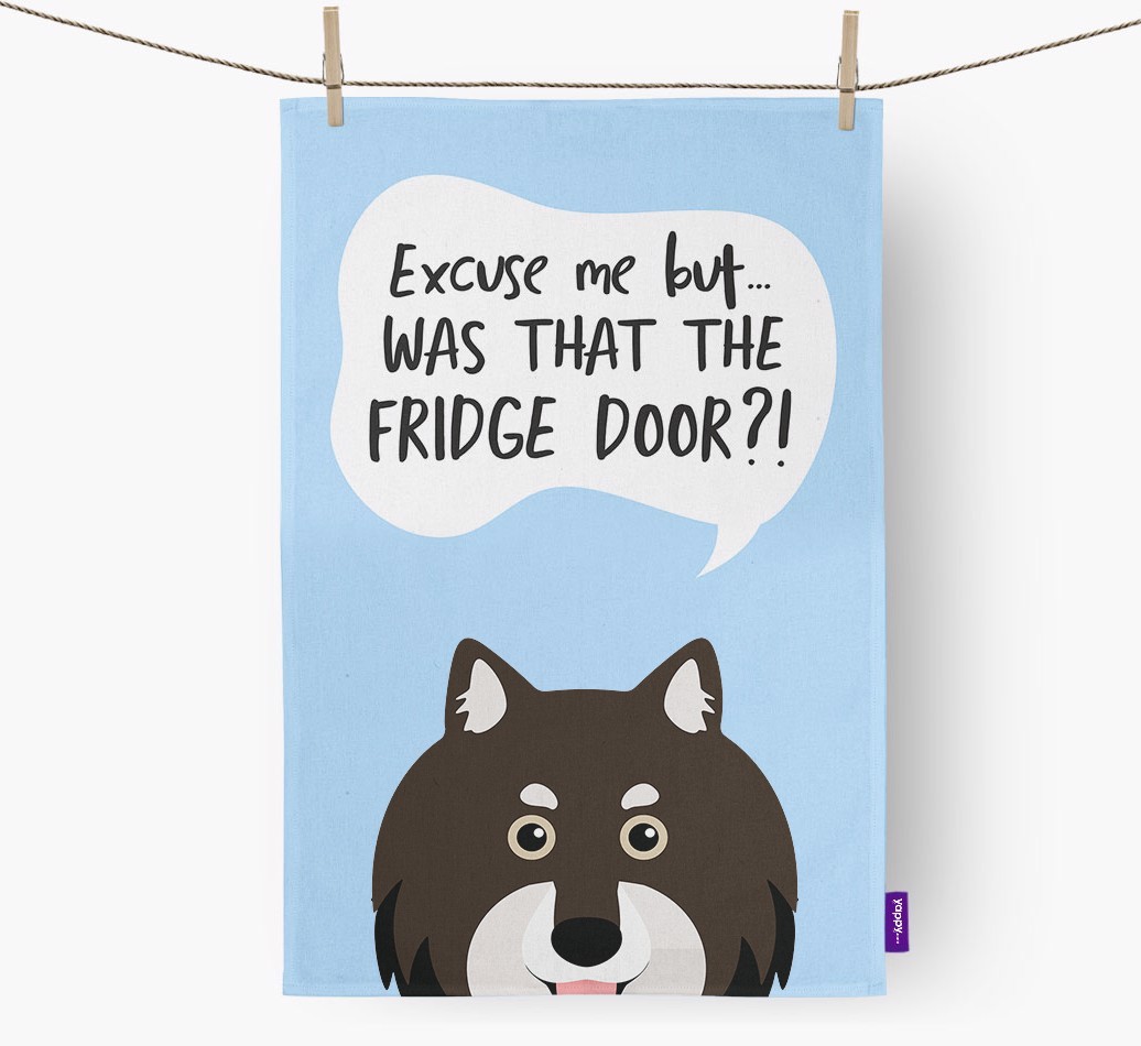 '...Was That The Fridge Door?!' - Personalised {breedFullName} Tea Towel