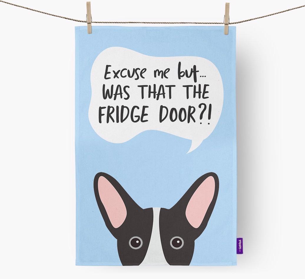 '...Was That The Fridge Door?!' - Personalised {breedFullName} Tea Towel