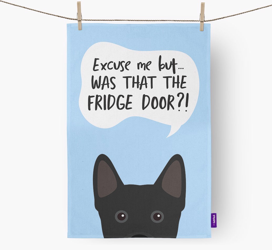 '...Was That The Fridge Door?!' - Personalised {breedFullName} Tea Towel
