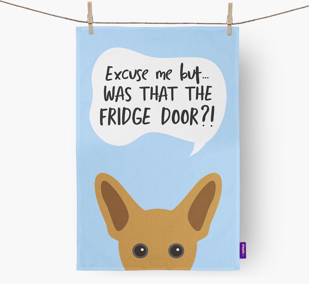 '...Was That The Fridge Door?!' - Personalised {breedFullName} Tea Towel
