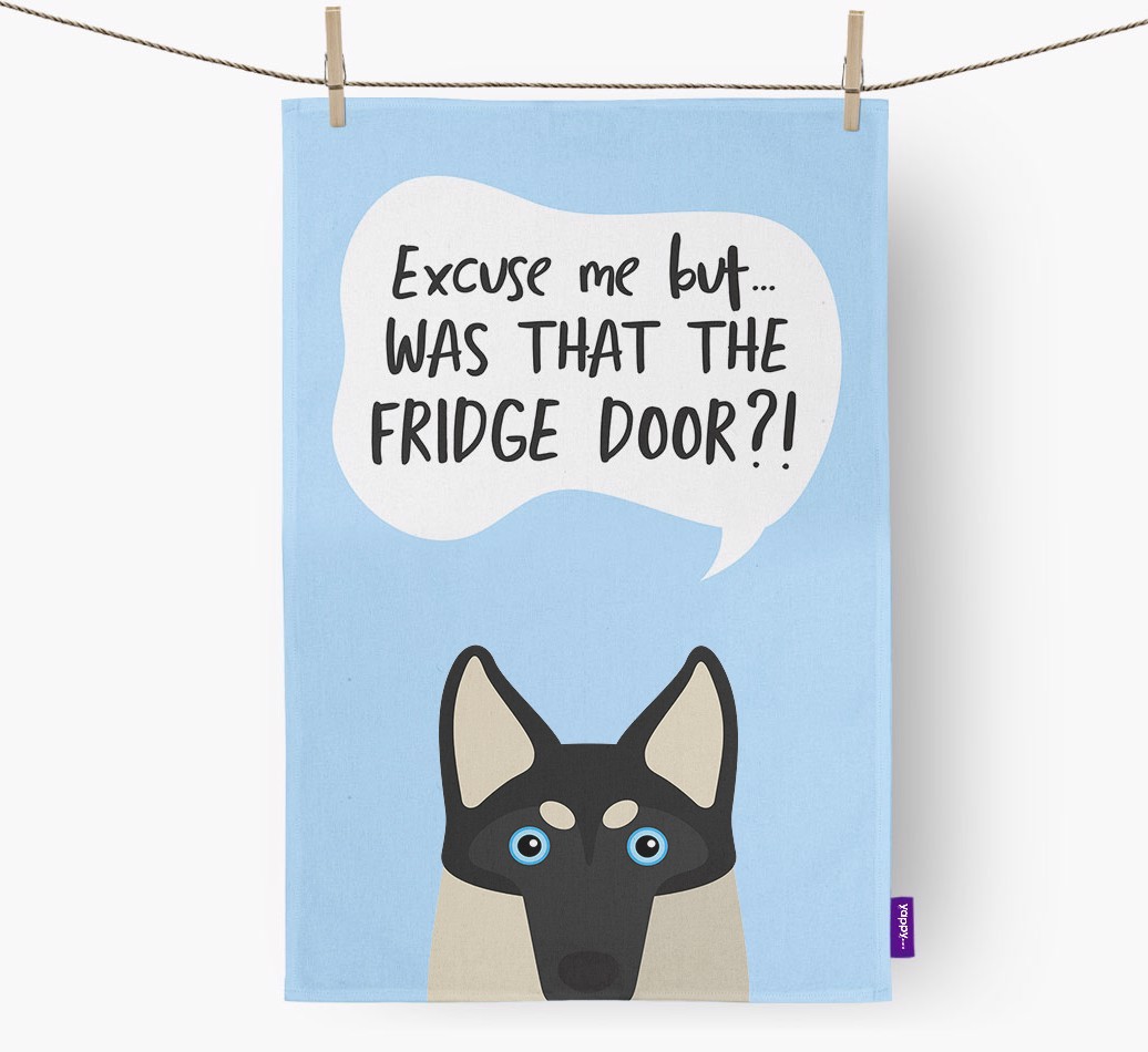 '...Was That The Fridge Door?!' - Personalised {breedFullName} Tea Towel