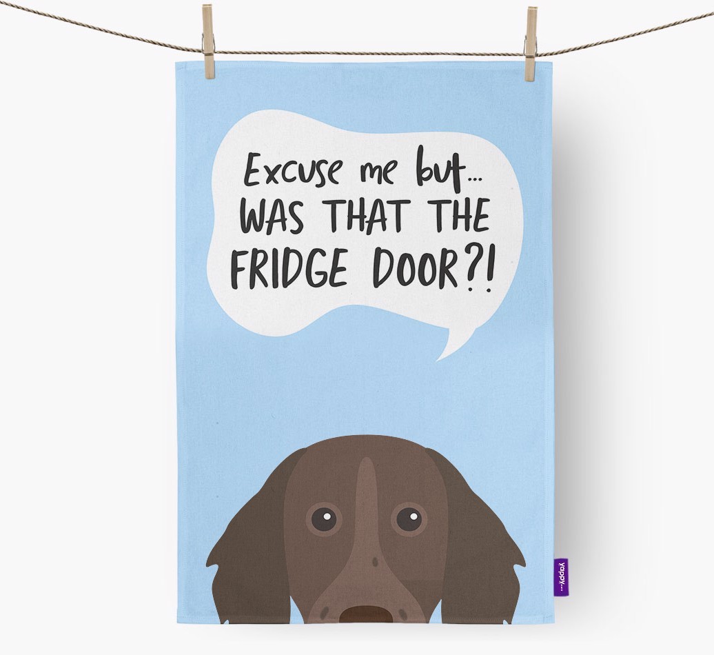 '...Was That The Fridge Door?!' - Personalised {breedFullName} Tea Towel