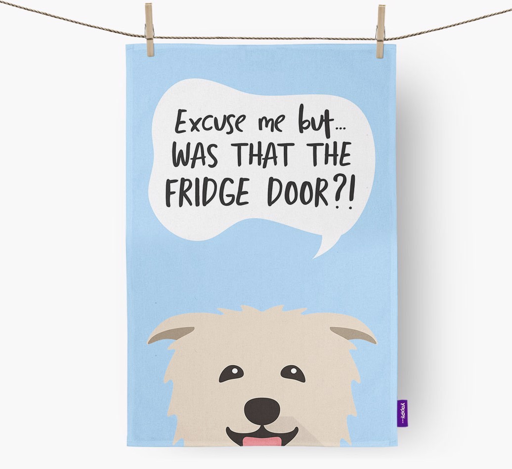 '...Was That The Fridge Door?!' - Personalised {breedFullName} Tea Towel