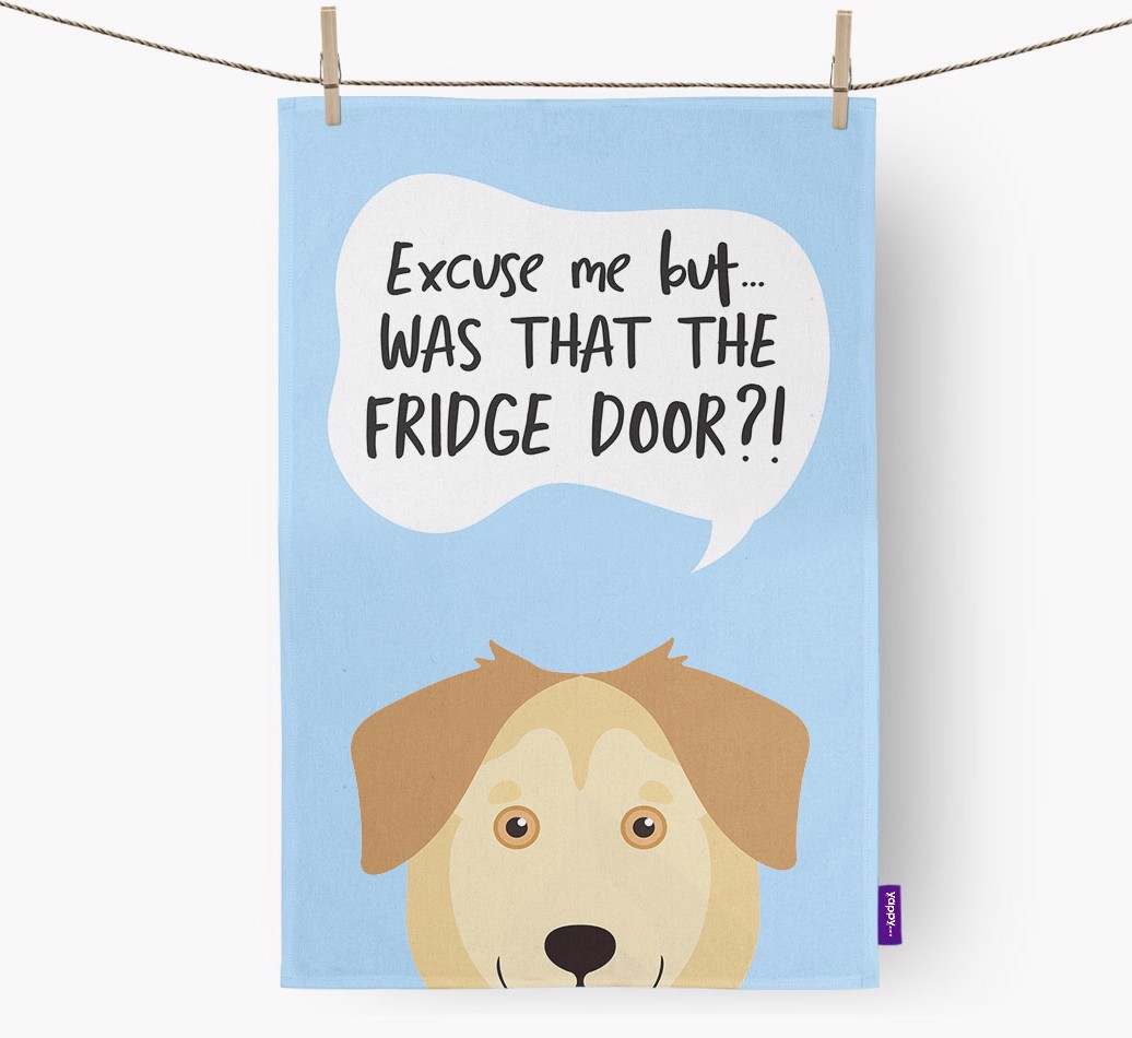 '...Was That The Fridge Door?!' - Personalised {breedFullName} Tea Towel