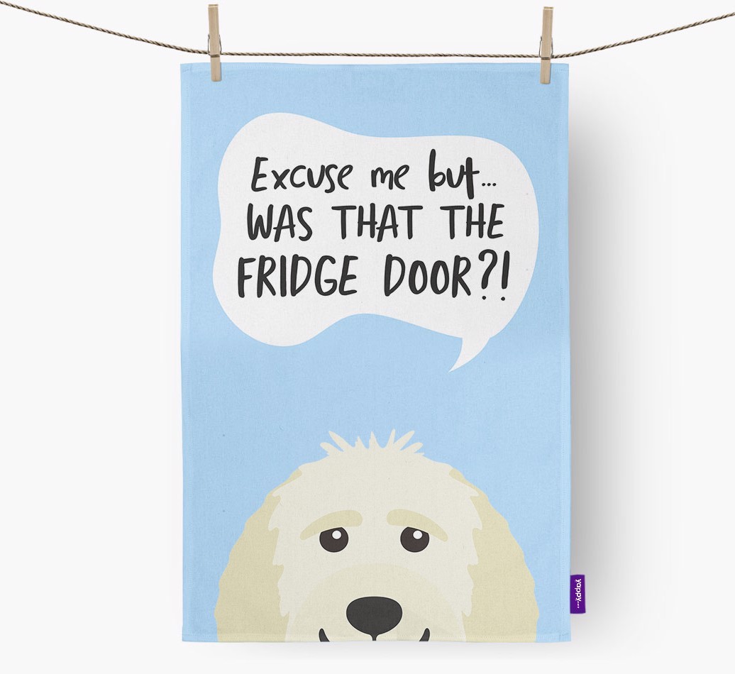 '...Was That The Fridge Door?!' - Personalised {breedFullName} Tea Towel