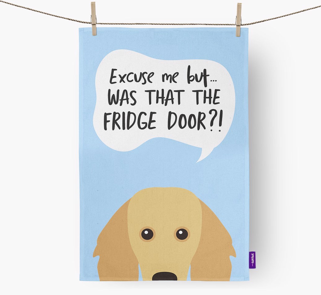 '...Was That The Fridge Door?!' - Personalized {breedFullName} Dish Towel