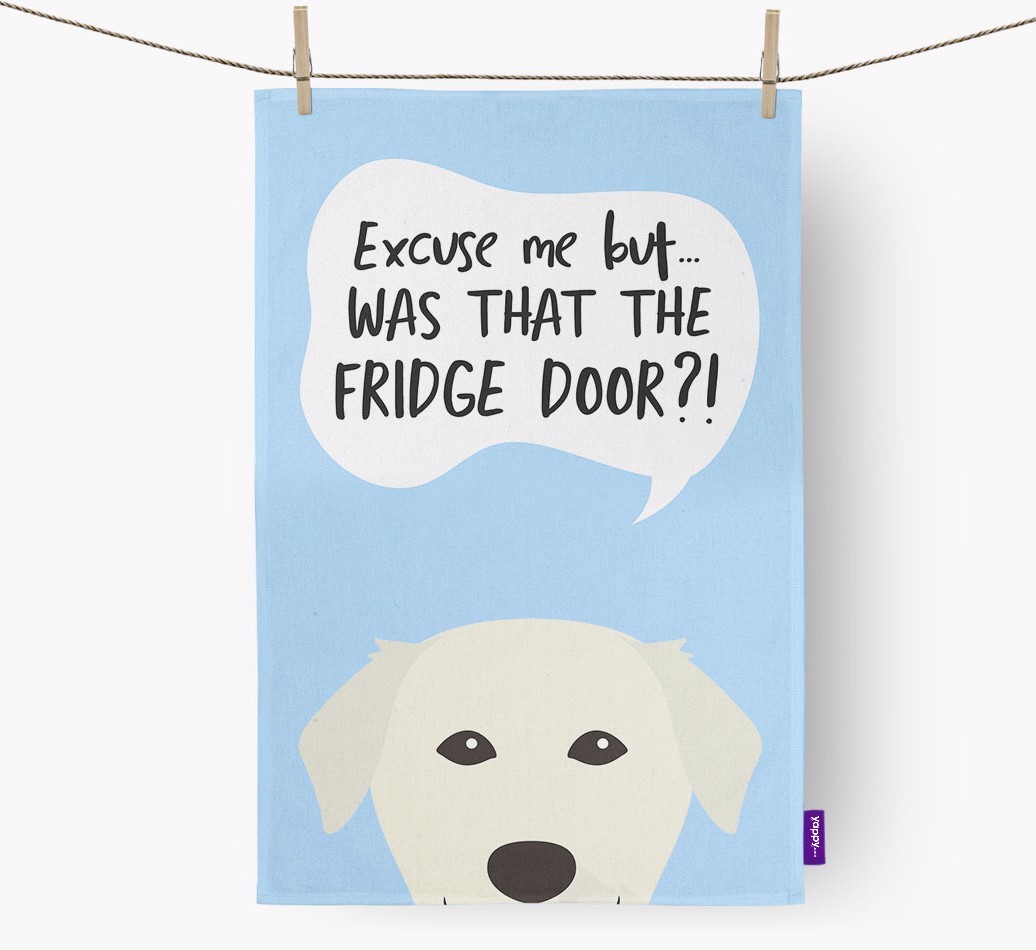'...Was That The Fridge Door?!' - Personalized {breedFullName} Dish Towel