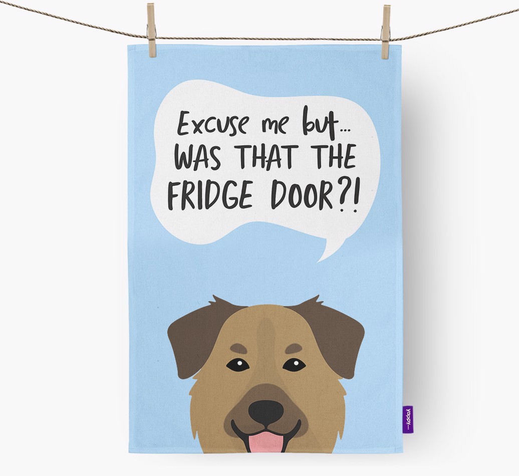 '...Was That The Fridge Door?!' - Personalised {breedFullName} Tea Towel