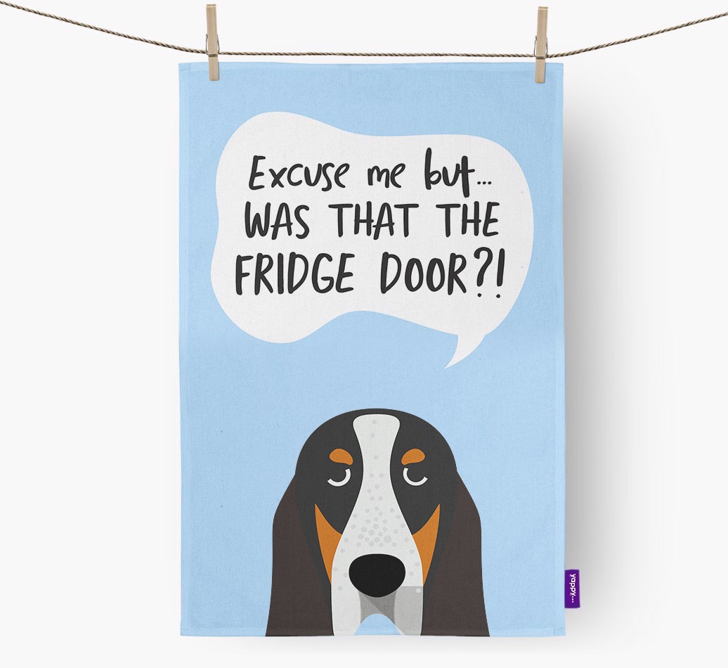 '...Was That The Fridge Door?!' - Personalised {breedFullName} Tea Towel
