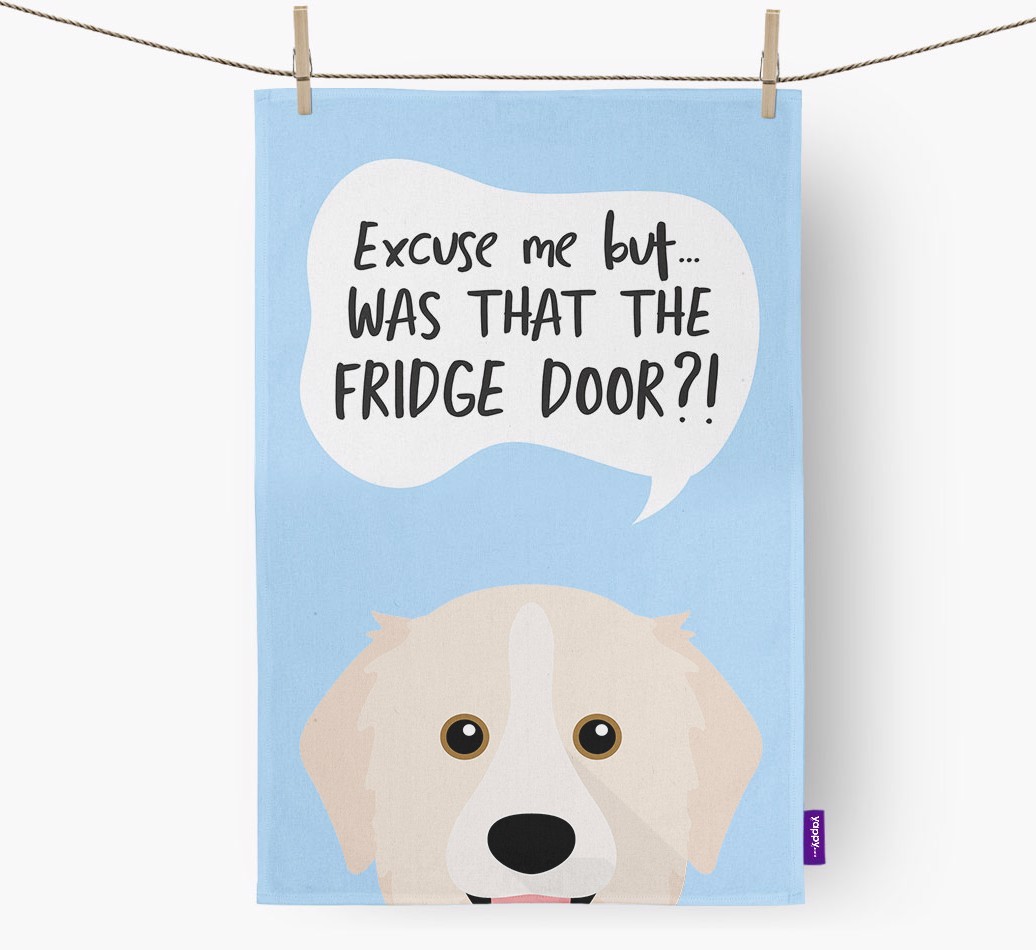 '...Was That The Fridge Door?!' - Personalised {breedFullName} Tea Towel