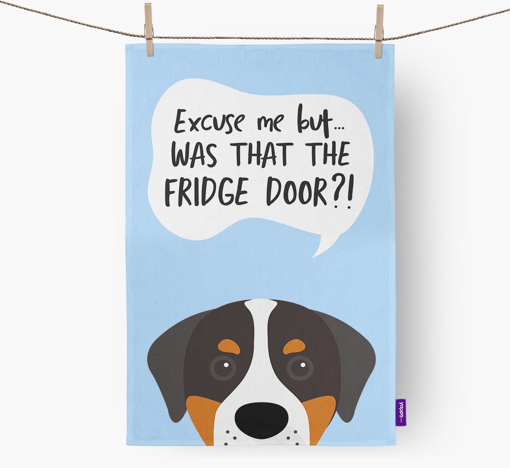 '...Was That The Fridge Door?!' - Personalised {breedFullName} Tea Towel
