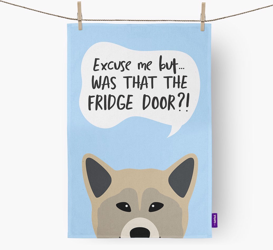 '...Was That The Fridge Door?!' - Personalised {breedFullName} Tea Towel