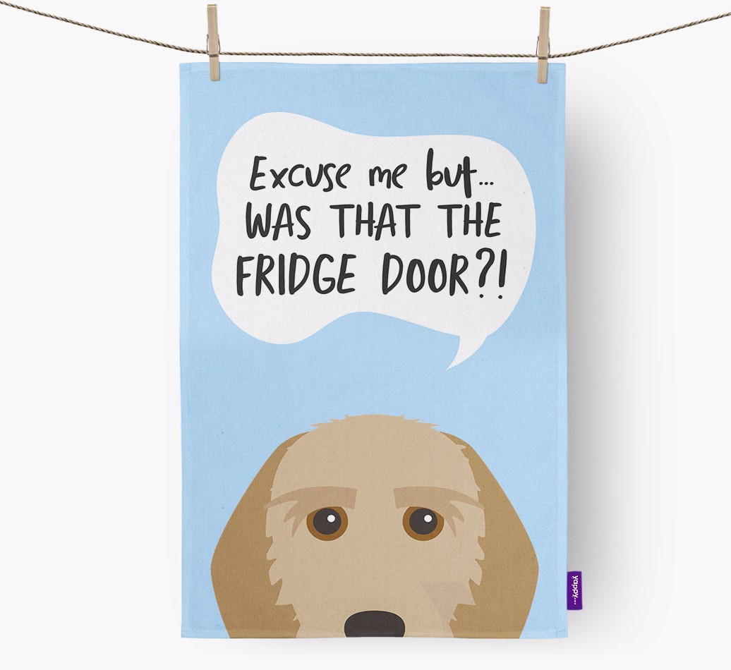 '...Was That The Fridge Door?!' - Personalized {breedFullName} Dish Towel