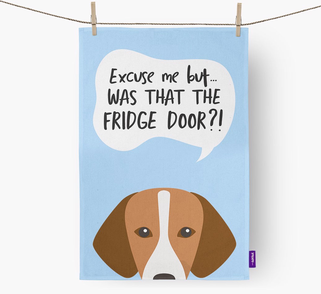 '...Was That The Fridge Door?!' - Personalised {breedFullName} Tea Towel