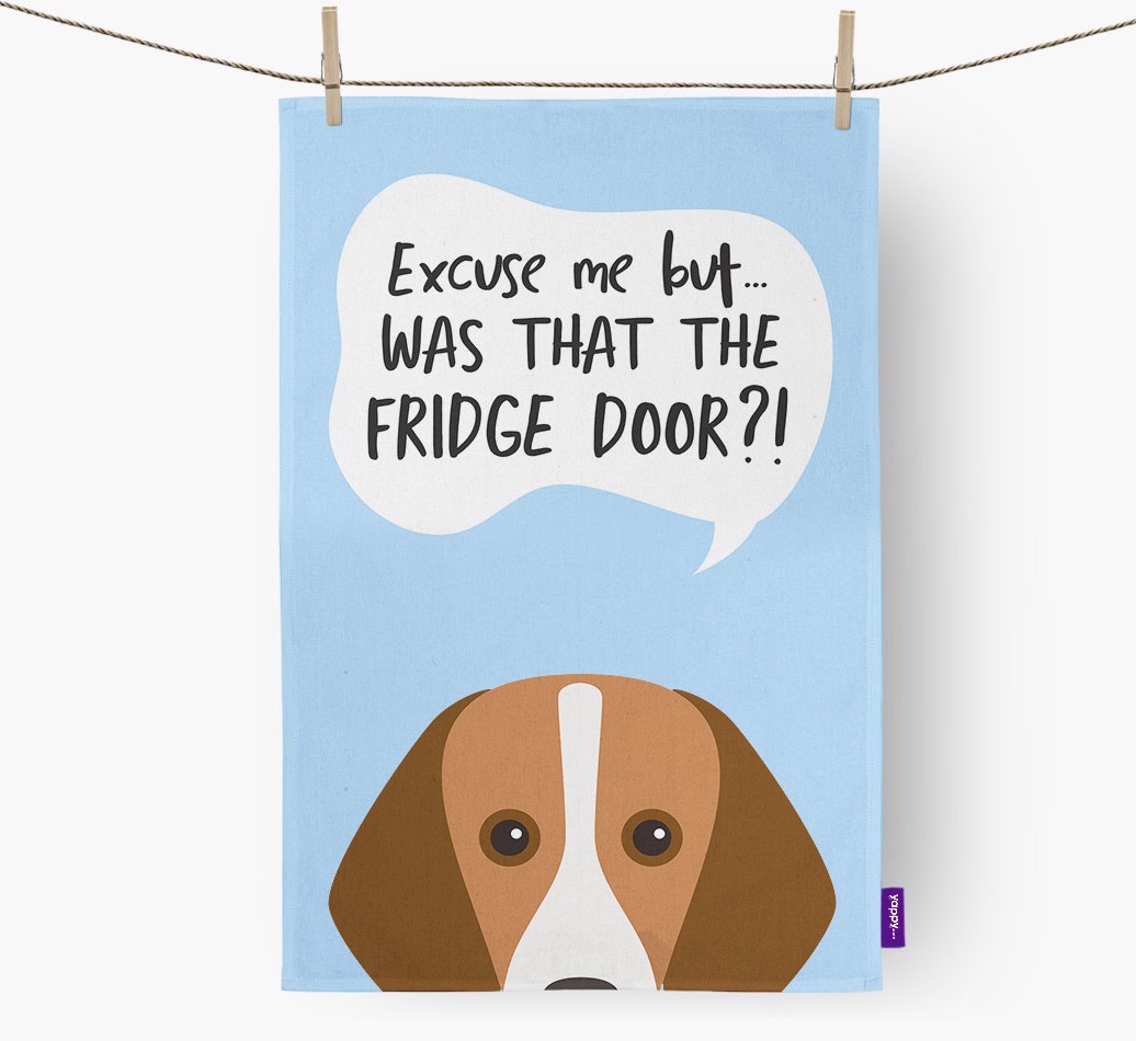 '...Was That The Fridge Door?!' - Personalised {breedFullName} Tea Towel