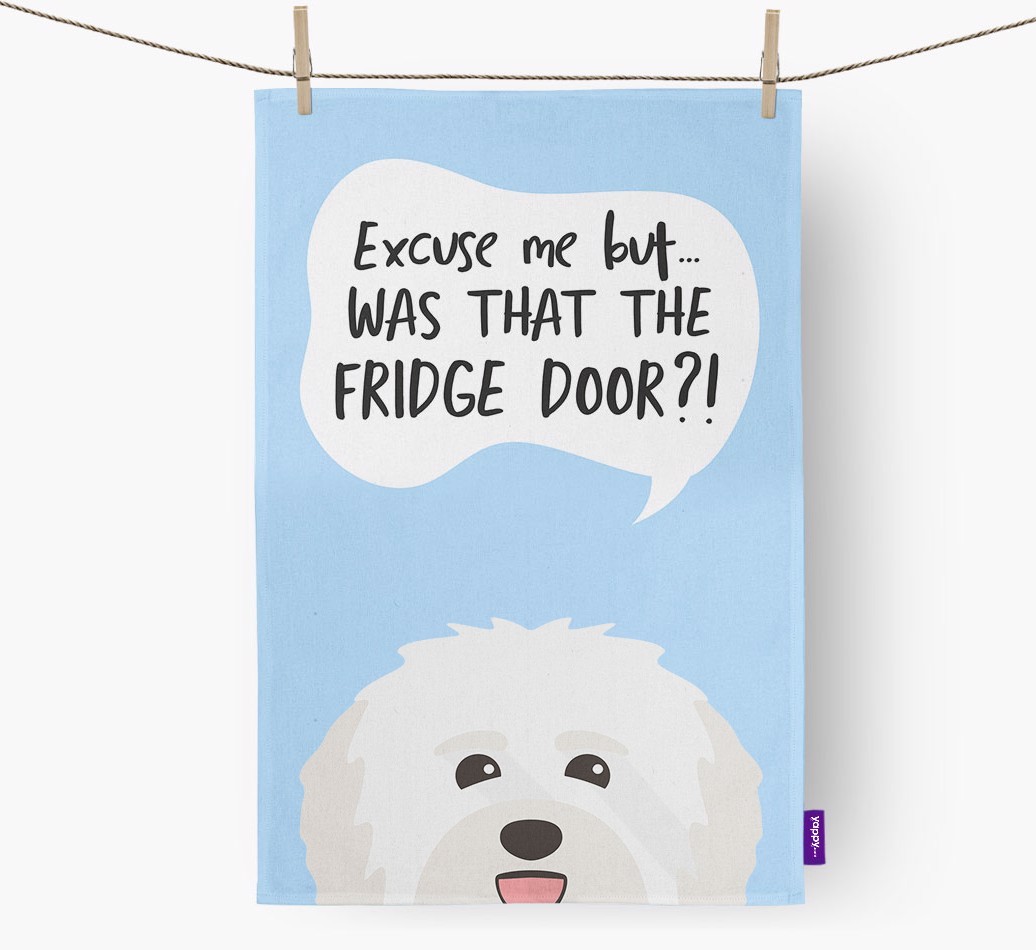 '...Was That The Fridge Door?!' - Personalised {breedFullName} Tea Towel