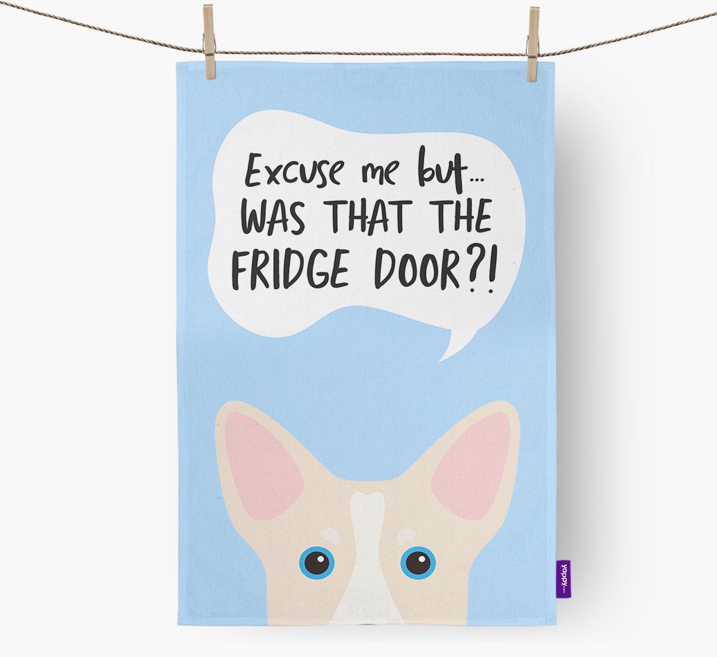 '...Was That The Fridge Door?!' - Personalised {breedFullName} Tea Towel