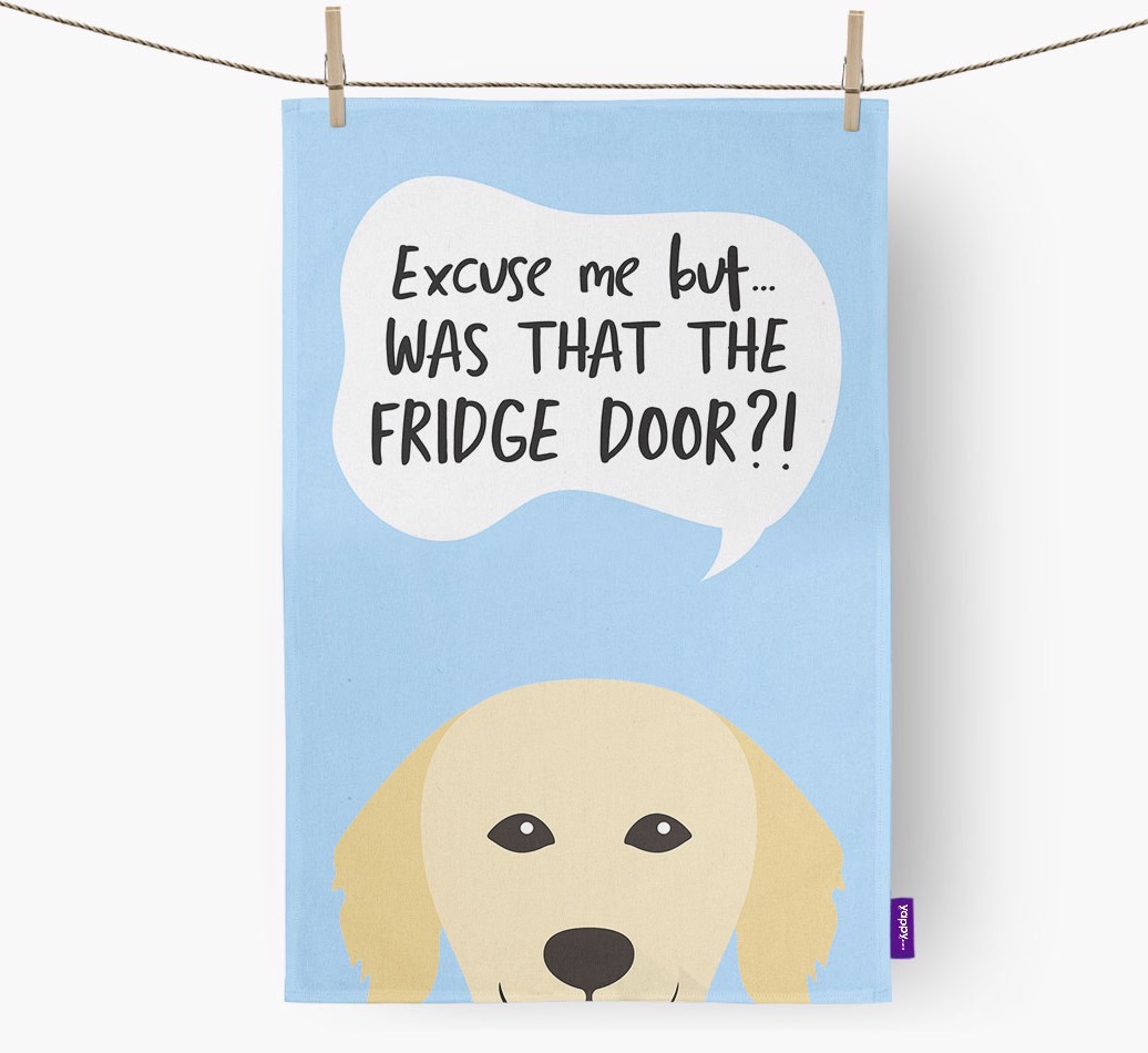 '...Was That The Fridge Door?!' - Personalised {breedFullName} Tea Towel