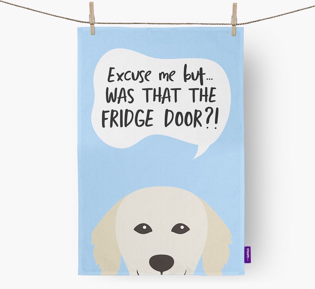 '...Was That The Fridge Door?!' - Personalised {breedFullName} Tea Towel