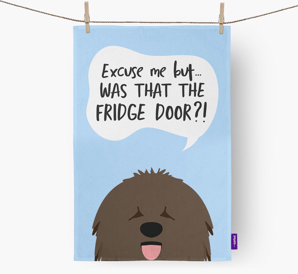 '...Was That The Fridge Door?!' - Personalised {breedFullName} Tea Towel