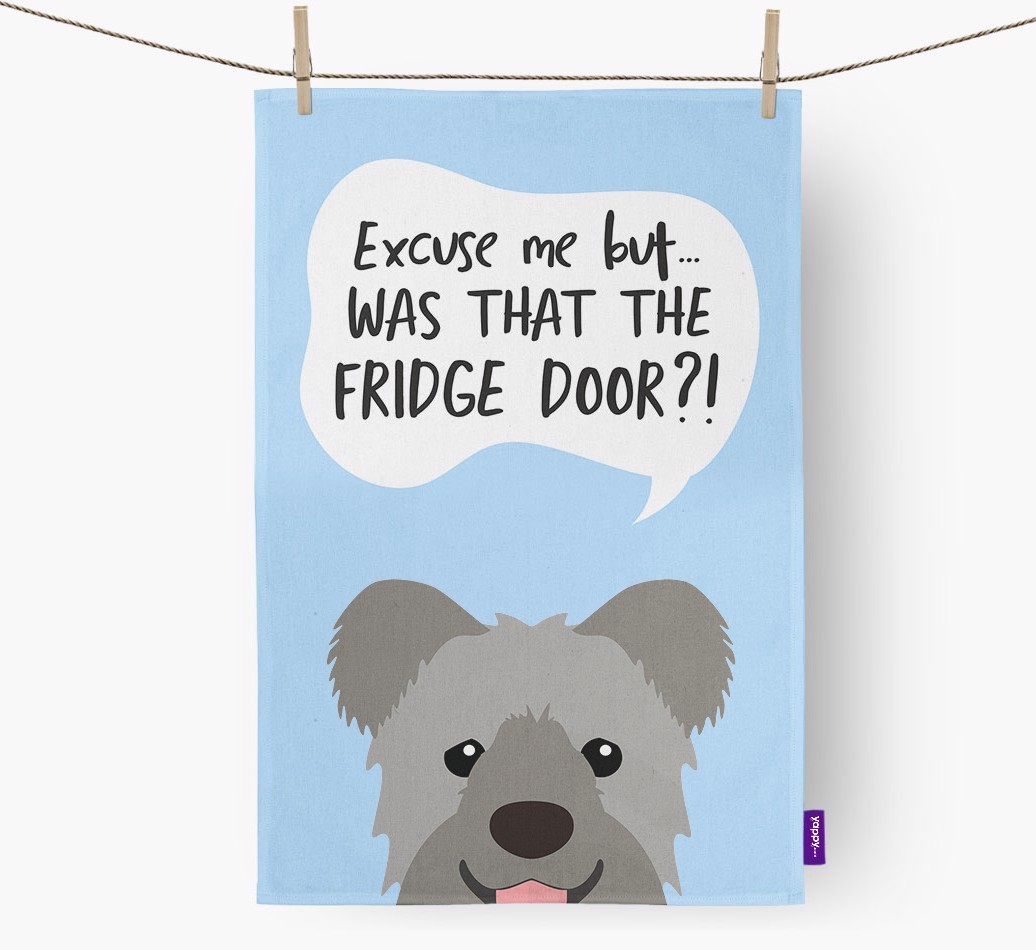 '...Was That The Fridge Door?!' - Personalised {breedFullName} Tea Towel