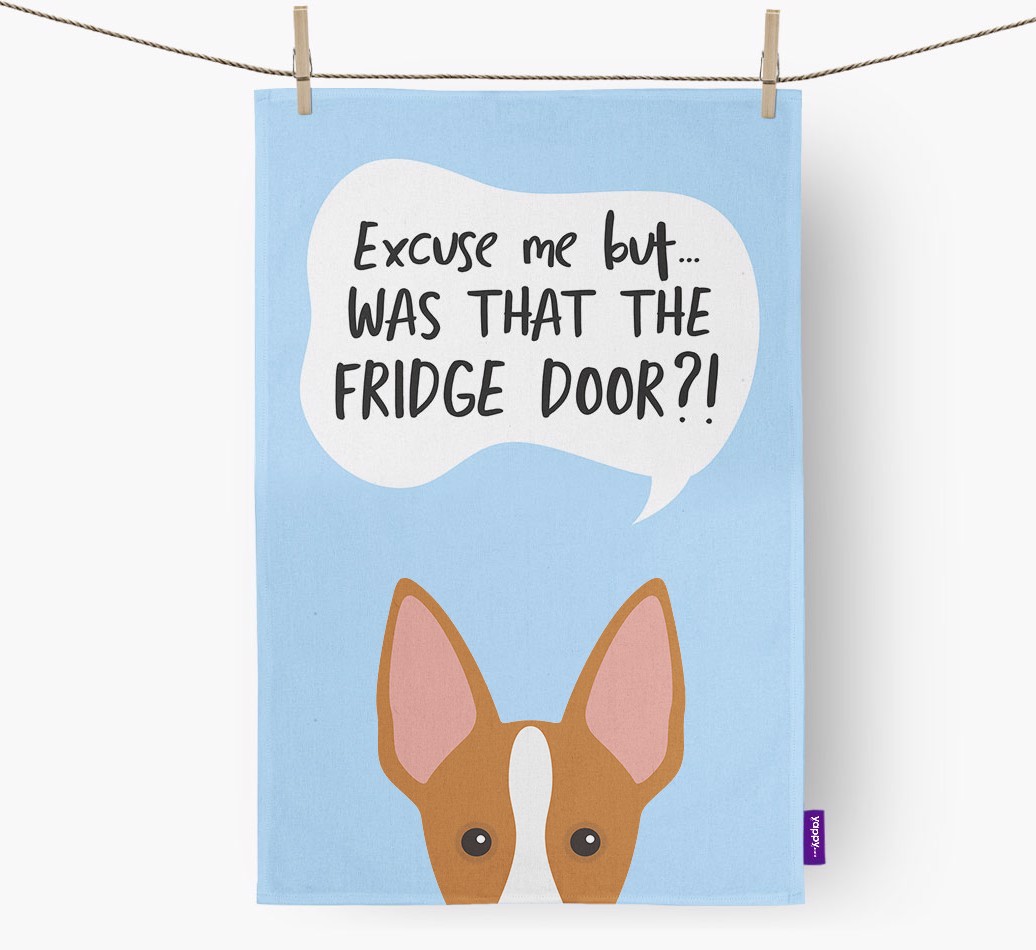'...Was That The Fridge Door?!' - Personalised {breedFullName} Tea Towel