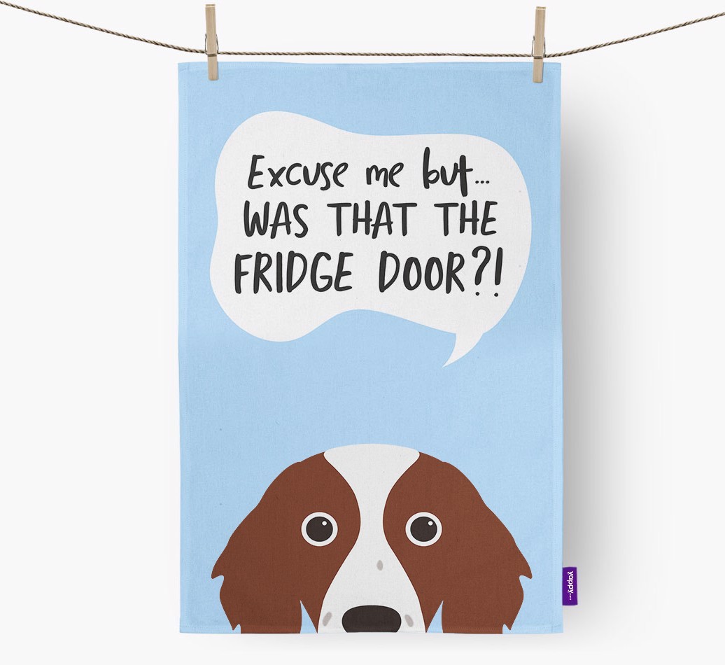 '...Was That The Fridge Door?!' - Personalised {breedFullName} Tea Towel