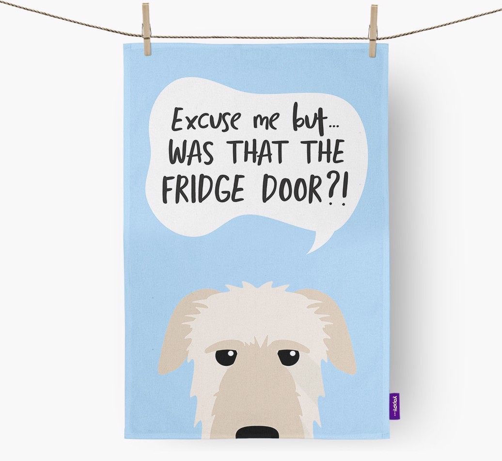 '...Was That The Fridge Door?!' - Personalised {breedFullName} Tea Towel