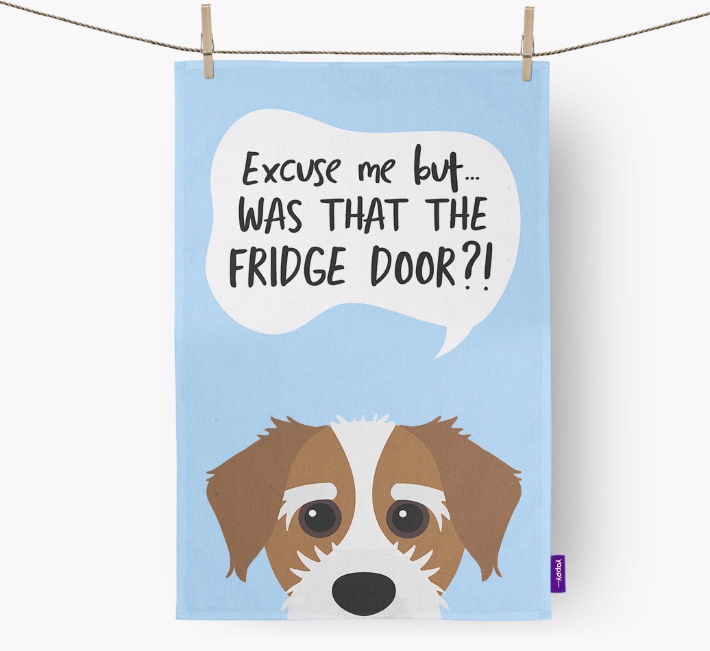 '...Was That The Fridge Door?!' - Personalised {breedFullName} Tea Towel