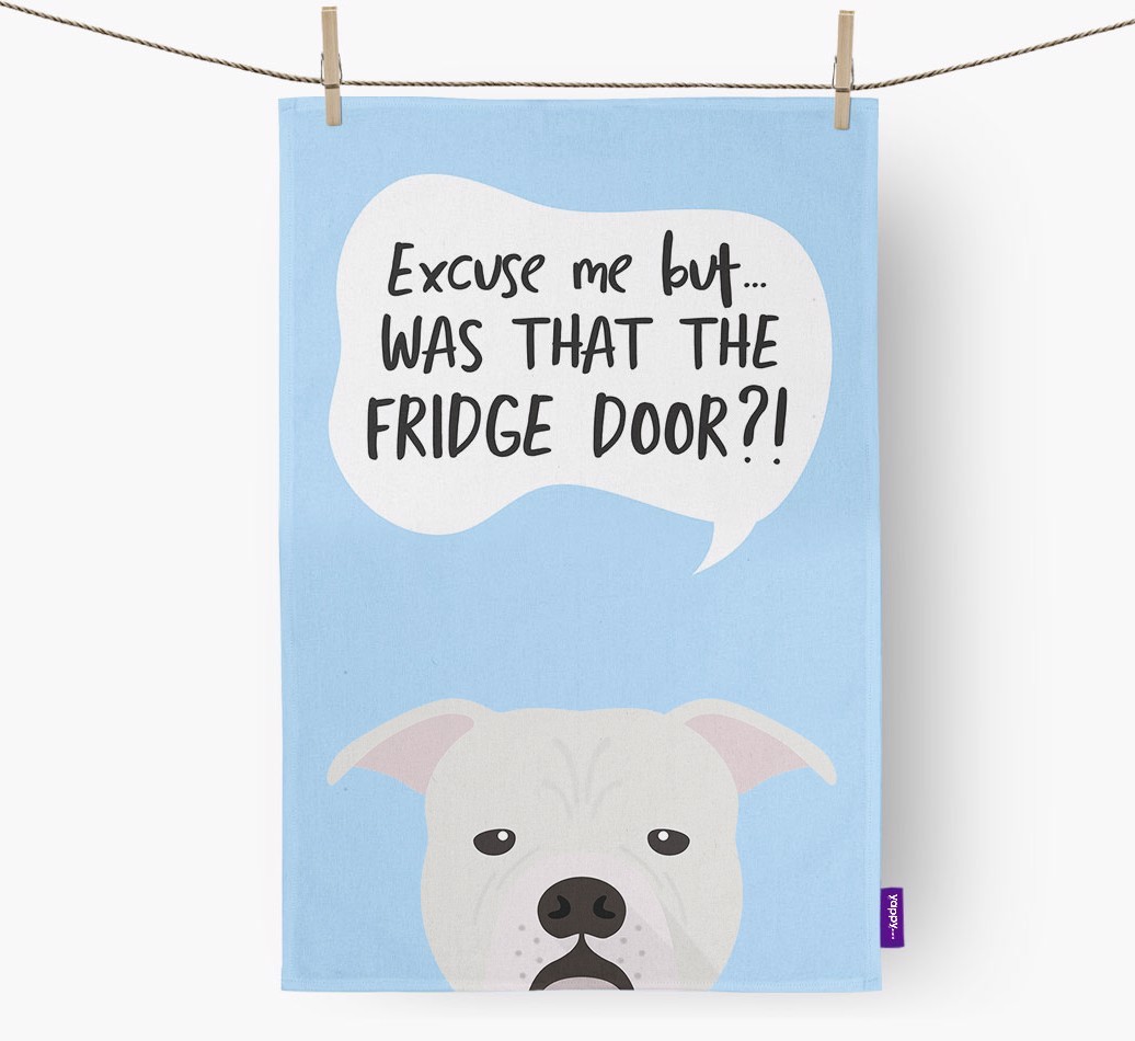 '...Was That The Fridge Door?!' - Personalised {breedFullName} Tea Towel